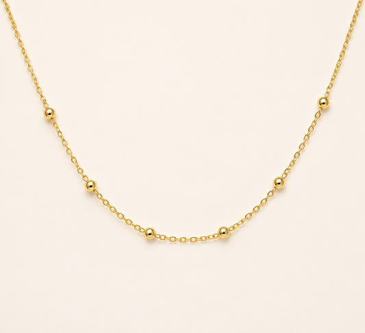 Gold Dainty Station Pendant Necklace – evenly spaced pendant station necklace in 18K gold plated finish for women