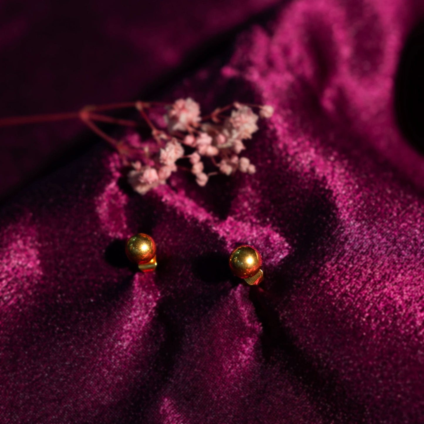 Gold Dome Stud Earrings – pair of gold dome studs styled for everyday wear