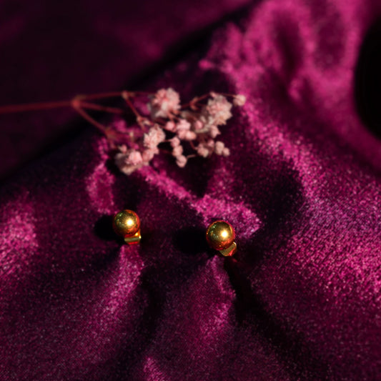 Gold Dome Stud Earrings – pair of gold dome studs styled for everyday wear