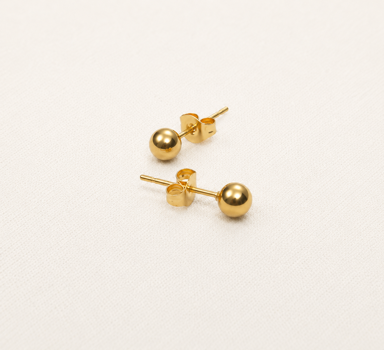 Gold Dome Stud Earrings – smooth dome convex stud earrings in 18K gold plated finish for women
