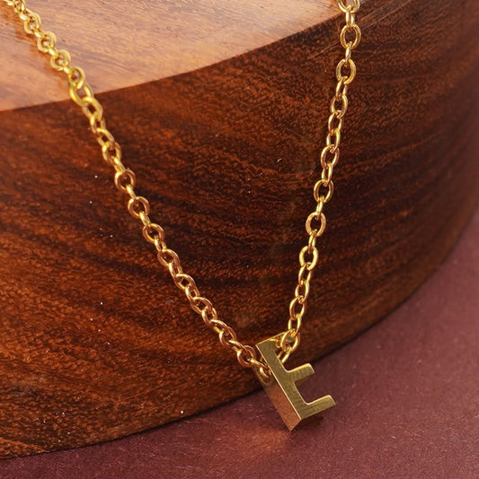 Gold Initial Letter Pendant Necklace – personalised gold letter initial charm necklace, 304 stainless steel PVD coating-12