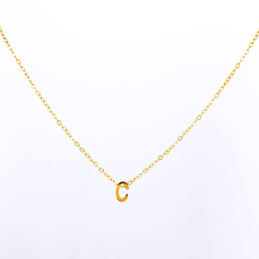Gold Initial Letter Pendant Necklace – personalised gold letter initial charm necklace, 304 stainless steel PVD coating-14