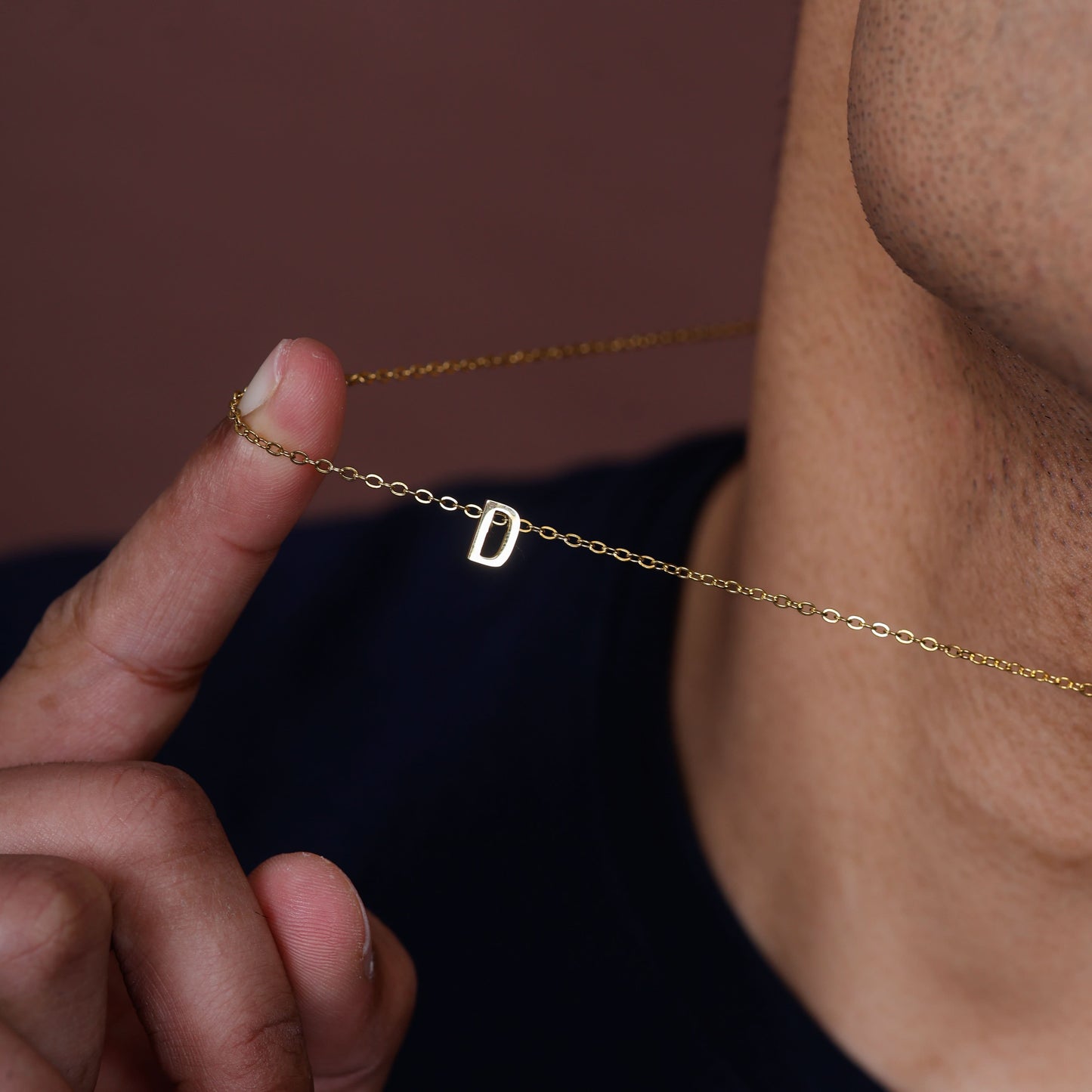 Gold Initial Letter Pendant Necklace – personalised gold letter initial charm necklace, 304 stainless steel PVD coating-15