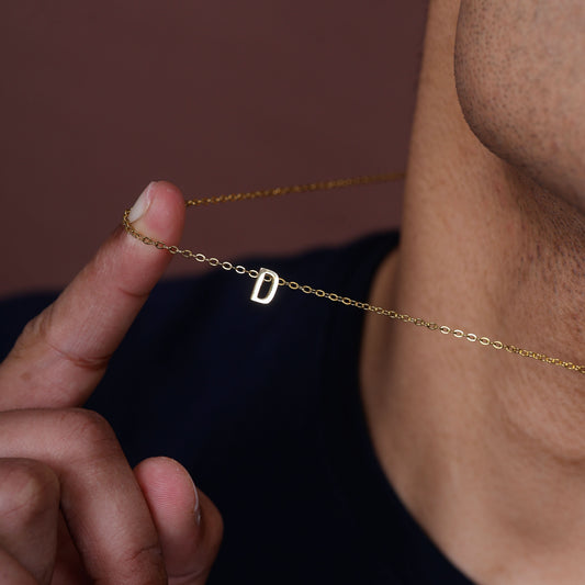 Gold Initial Letter Pendant Necklace – personalised gold letter initial charm necklace, 304 stainless steel PVD coating-15