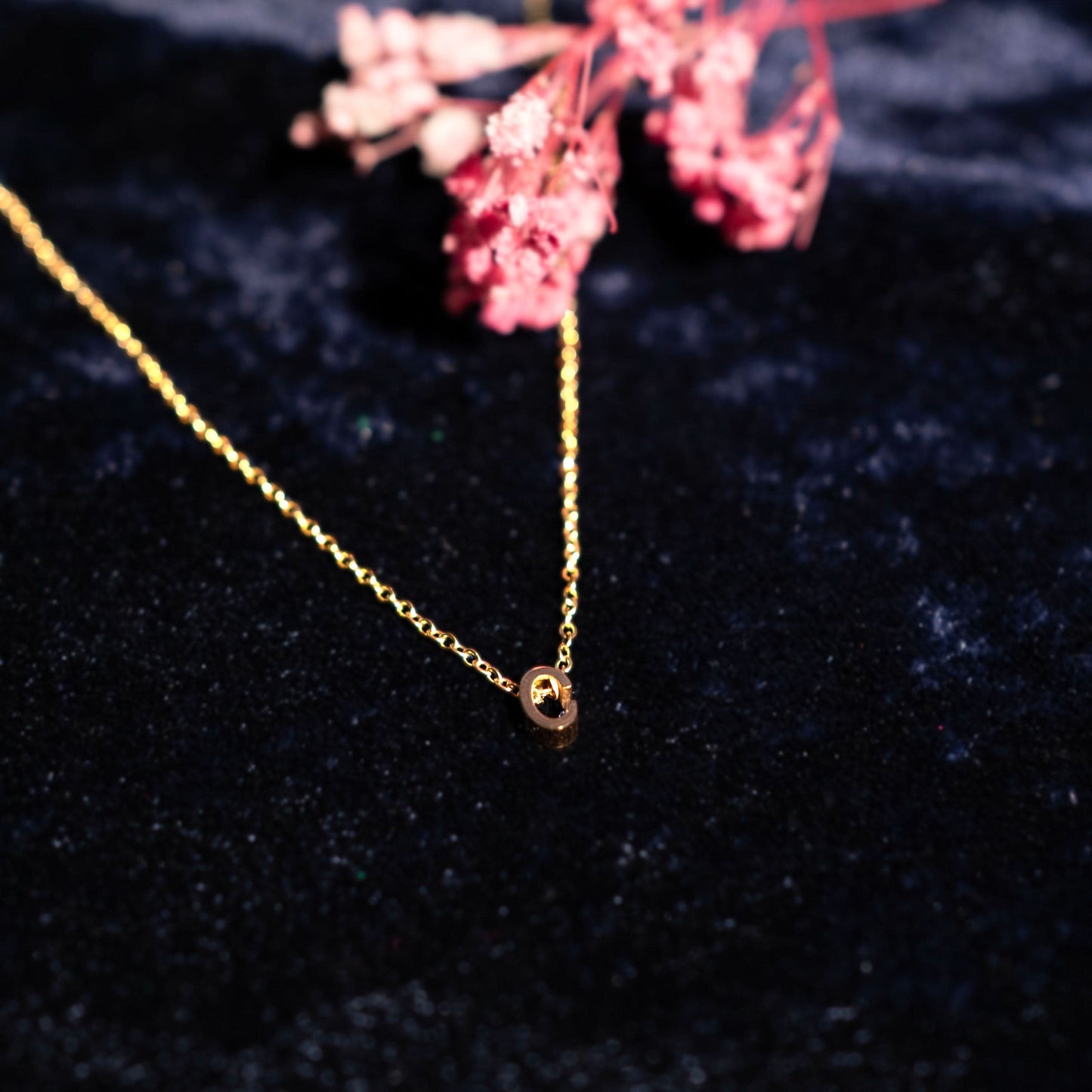 Gold Initial Letter Pendant Necklace – personalised gold letter initial charm necklace, 304 stainless steel PVD coating-16