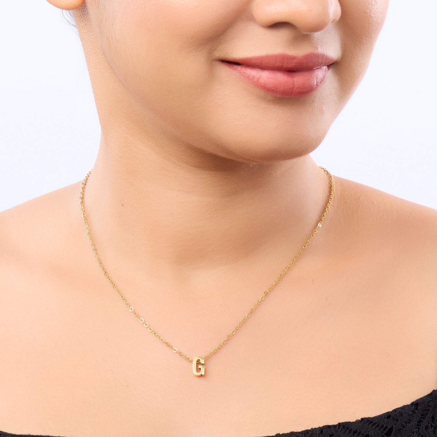 Gold Initial Letter Pendant Necklace – personalised gold letter initial charm necklace, 304 stainless steel PVD coating-17
