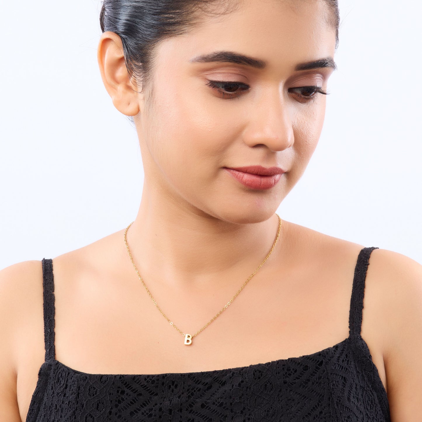 Gold Initial Letter Pendant Necklace – personalised gold letter initial charm necklace, 304 stainless steel PVD coating-19