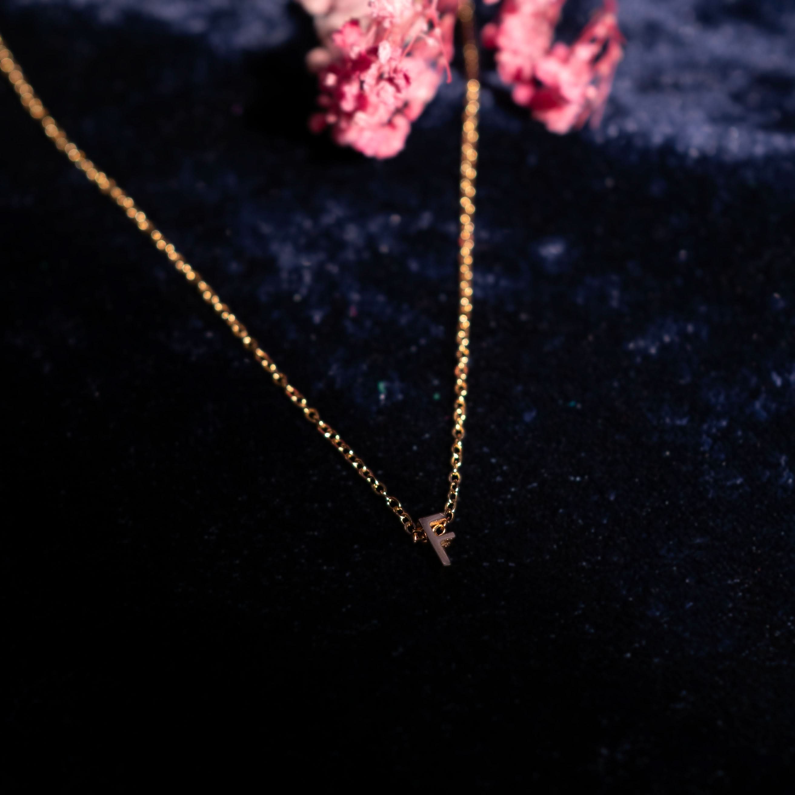 Gold Initial Letter Pendant Necklace – personalised gold letter initial charm necklace, 304 stainless steel PVD coating-2
