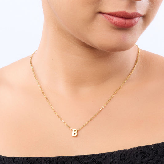Gold Initial Letter Pendant Necklace – personalised gold letter initial charm necklace, 304 stainless steel PVD coating-20