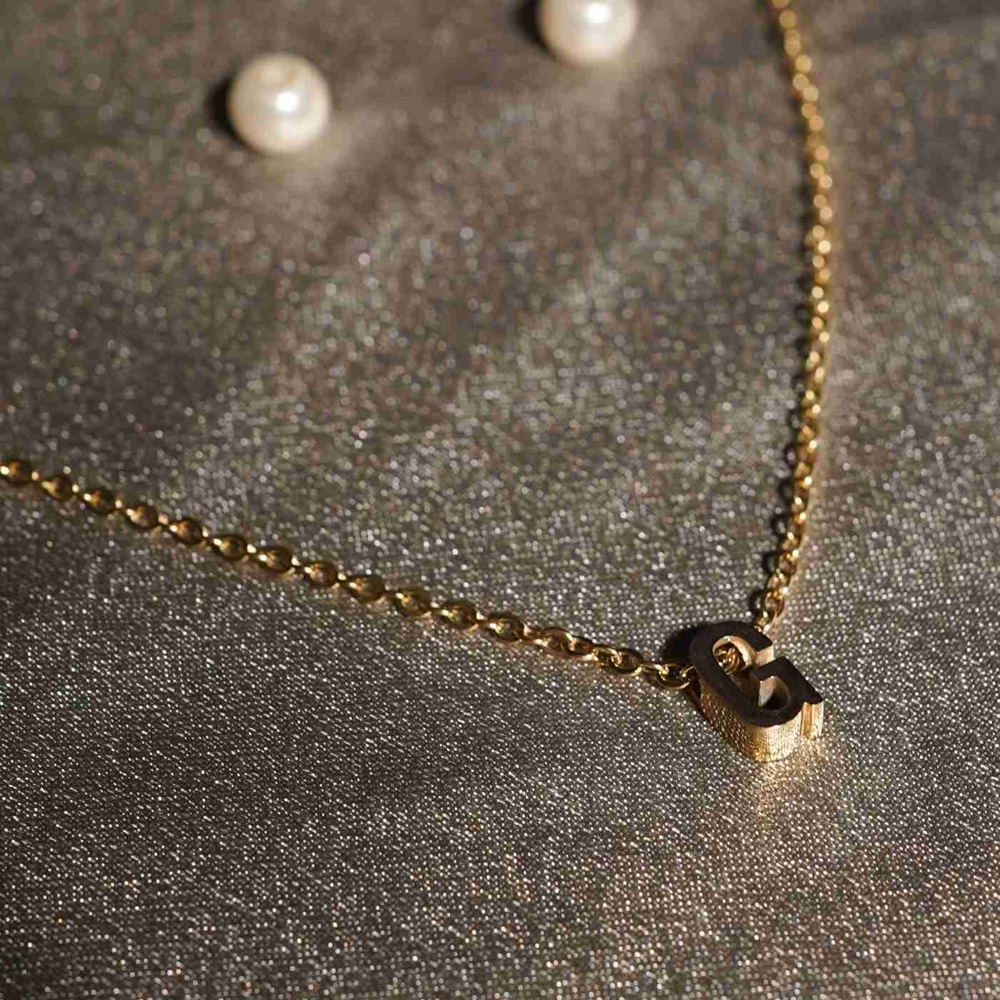 Gold Initial Letter Pendant Necklace – personalised gold letter initial charm necklace, 304 stainless steel PVD coating-21