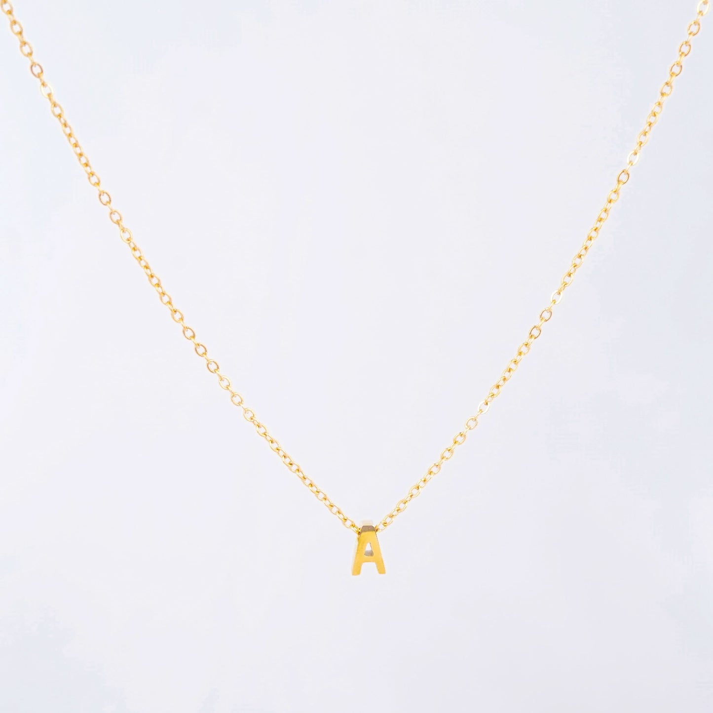 Gold Initial Letter Pendant Necklace – personalised gold letter initial charm necklace, 304 stainless steel PVD coating-22