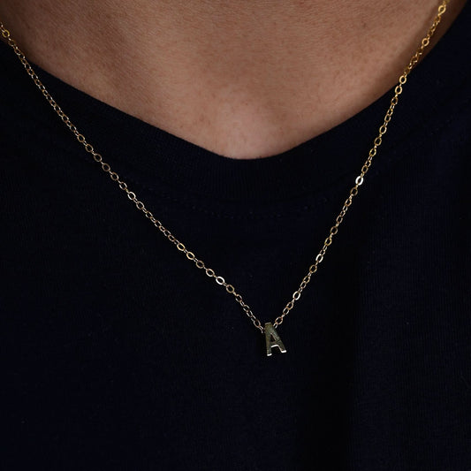 Gold Initial Letter Pendant Necklace – personalised gold letter initial charm necklace, 304 stainless steel PVD coating-25