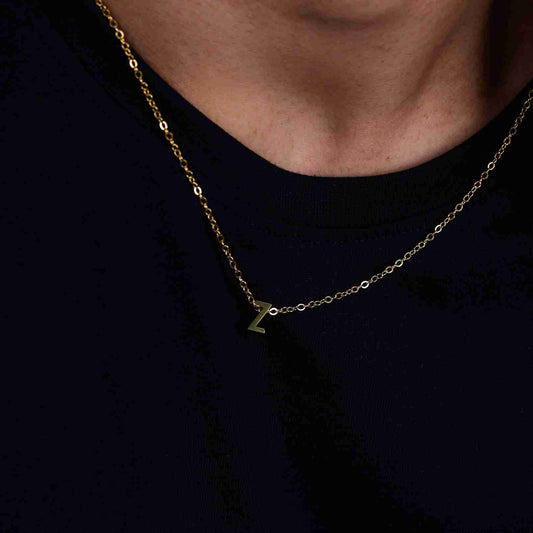 Gold Initial Letter Pendant Necklace – personalised gold letter initial charm necklace, 304 stainless steel PVD coating-34