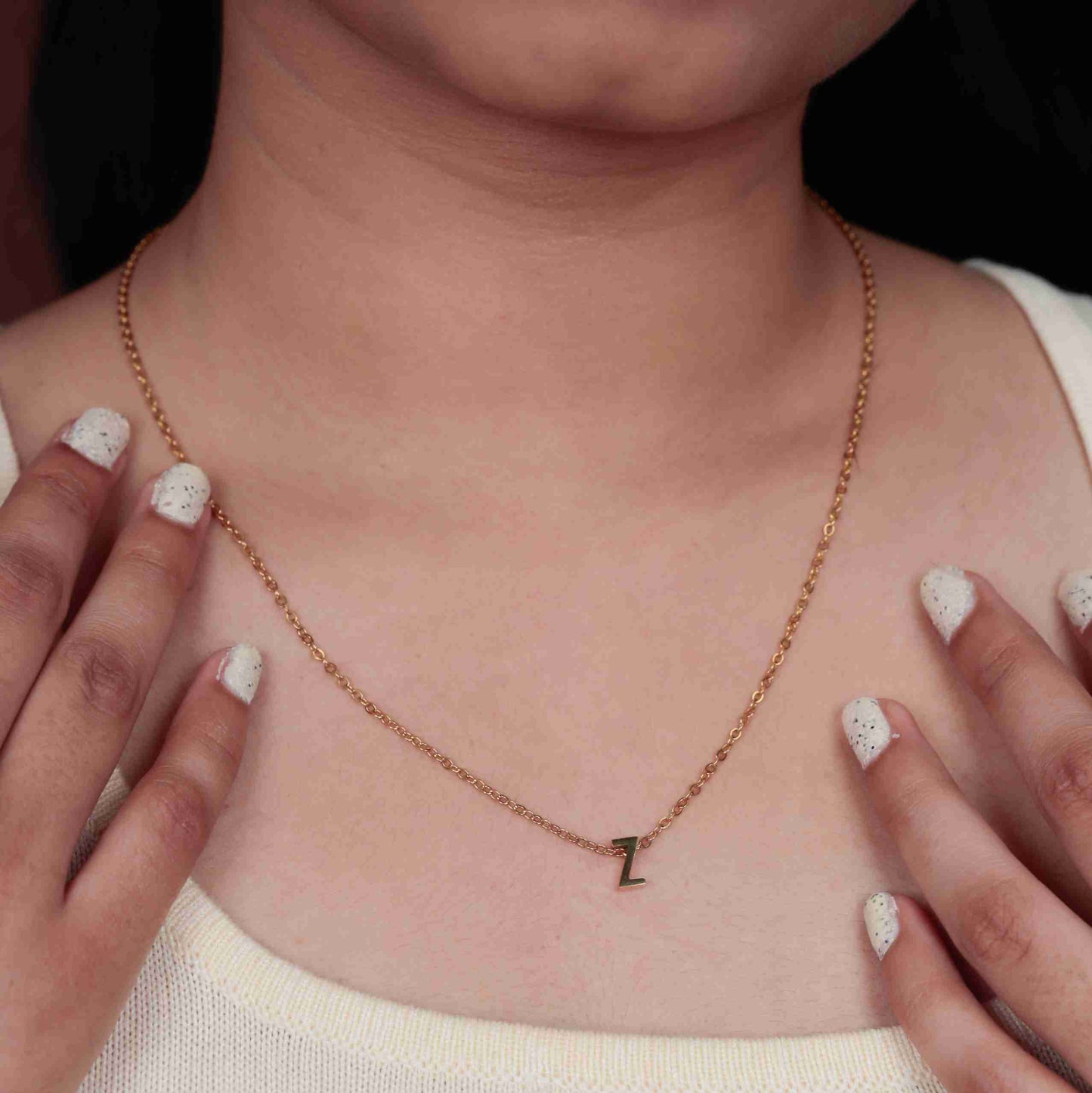 Gold Initial Letter Pendant Necklace – personalised gold letter initial charm necklace, 304 stainless steel PVD coating-36