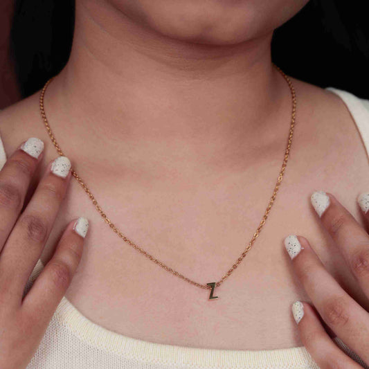 Gold Initial Letter Pendant Necklace – personalised gold letter initial charm necklace, 304 stainless steel PVD coating-36