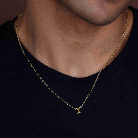 Gold Initial Letter Pendant Necklace – personalised gold letter initial charm necklace, 304 stainless steel PVD coating-40