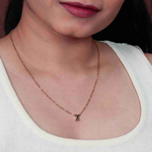 Gold Initial Letter Pendant Necklace – personalised gold letter initial charm necklace, 304 stainless steel PVD coating-43