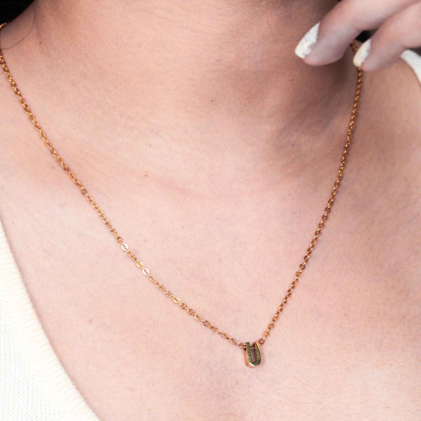 Gold Initial Letter Pendant Necklace – personalised gold letter initial charm necklace, 304 stainless steel PVD coating-49