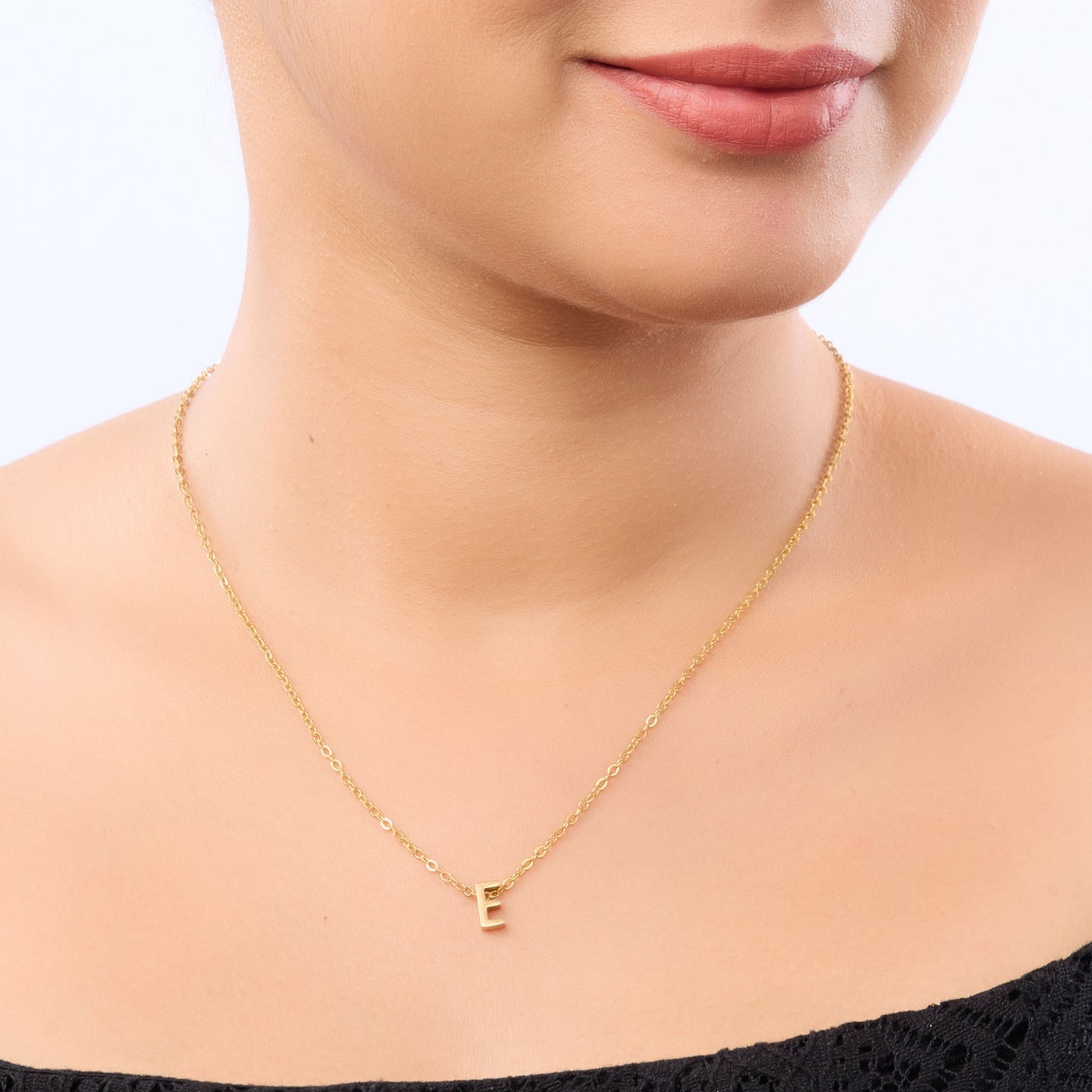 Gold Initial Letter Pendant Necklace – personalised gold letter initial charm necklace, 304 stainless steel PVD coating-5