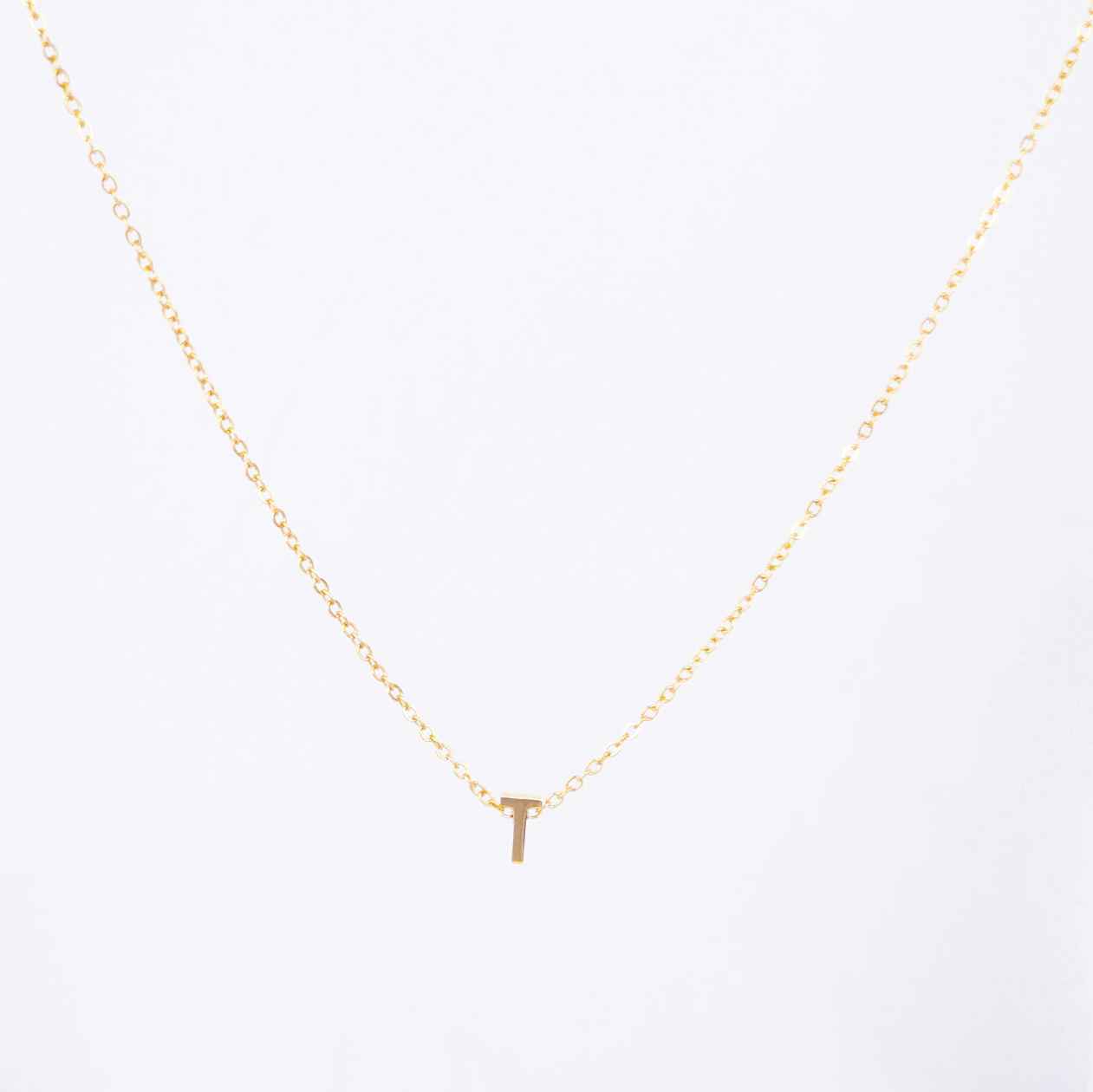 Gold Initial Letter Pendant Necklace – personalised gold letter initial charm necklace, 304 stainless steel PVD coating-50