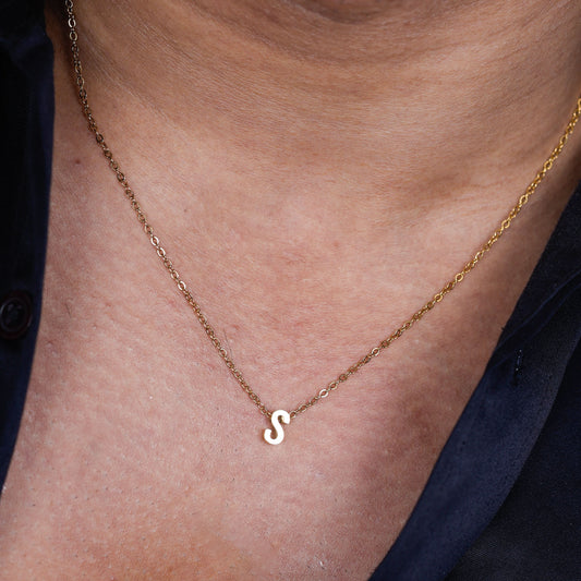 Gold Initial Letter Pendant Necklace – personalised gold letter initial charm necklace, 304 stainless steel PVD coating-57