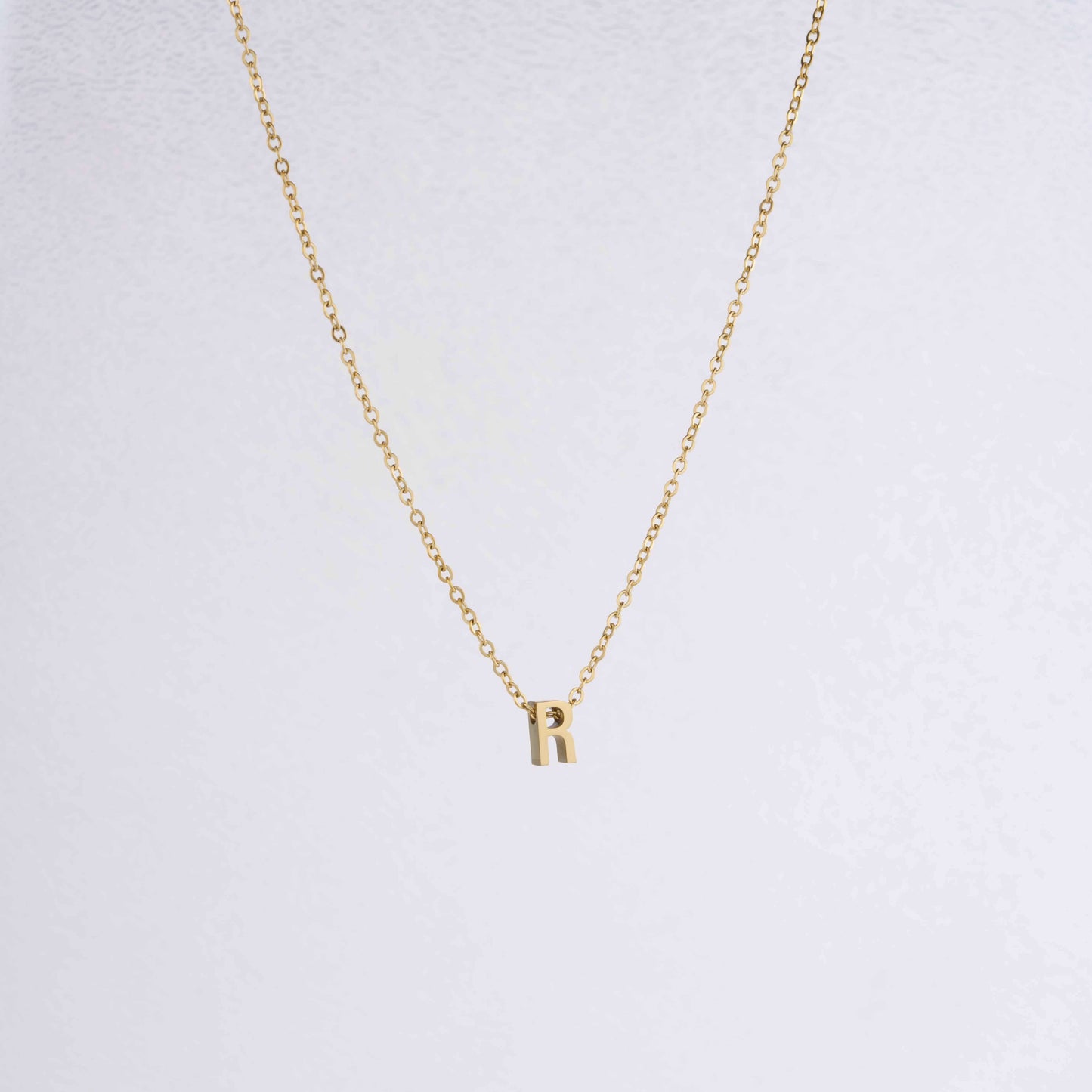 Gold Initial Letter Pendant Necklace – personalised gold letter initial charm necklace, 304 stainless steel PVD coating-59