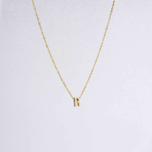Gold Initial Letter Pendant Necklace – personalised gold letter initial charm necklace, 304 stainless steel PVD coating-59