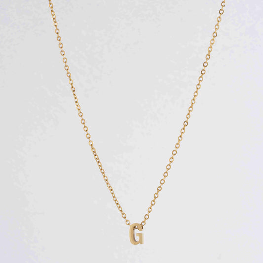 Gold Initial Letter Pendant Necklace – personalised gold letter initial charm necklace, 304 stainless steel PVD coating-6