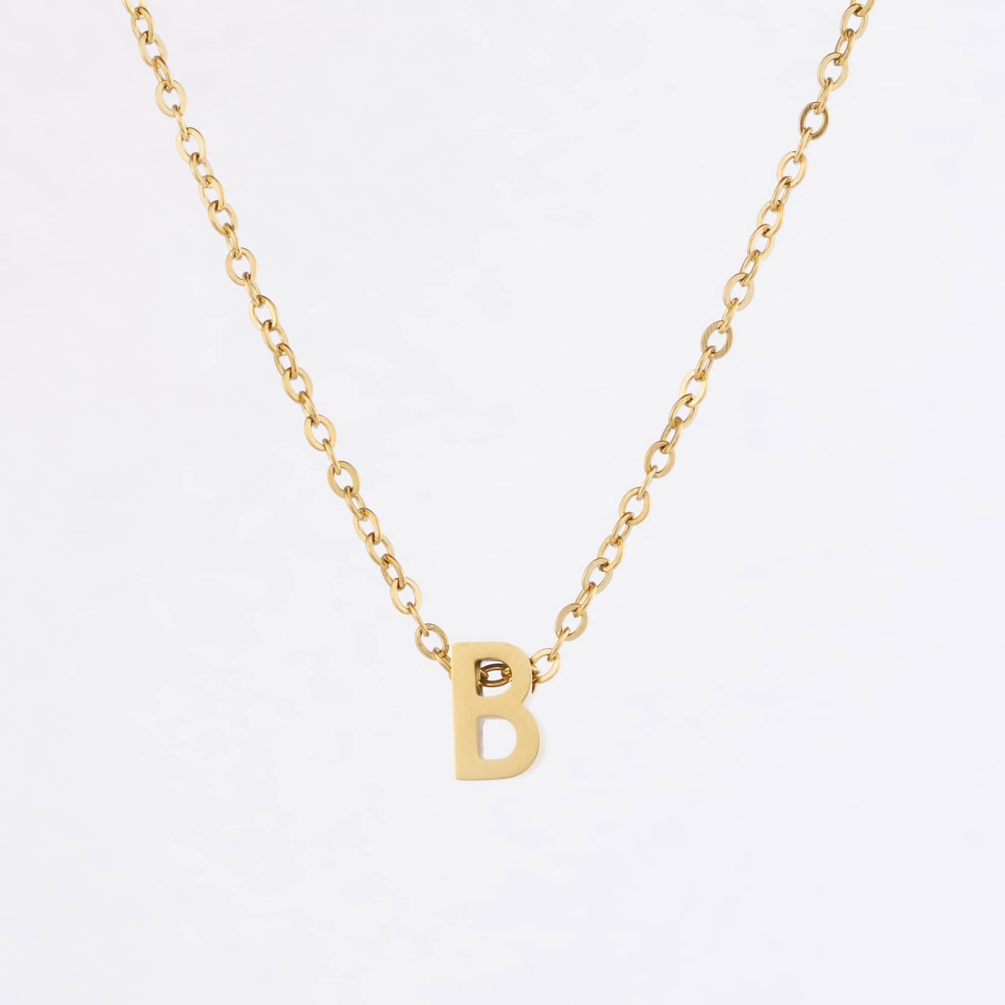 Gold Initial Letter Pendant Necklace – personalised gold letter initial charm necklace, 304 stainless steel PVD coating-7