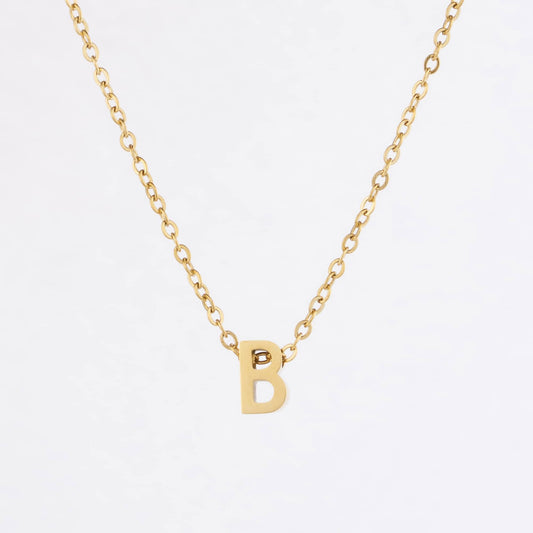 Gold Initial Letter Pendant Necklace – personalised gold letter initial charm necklace, 304 stainless steel PVD coating-7