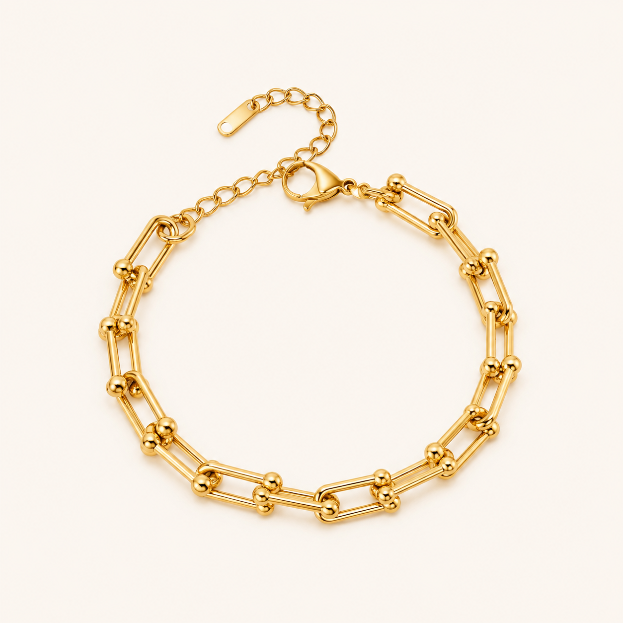 Gold Paperclip Link Bracelet – modern paperclip chain bracelet in 18K gold plated finish for women