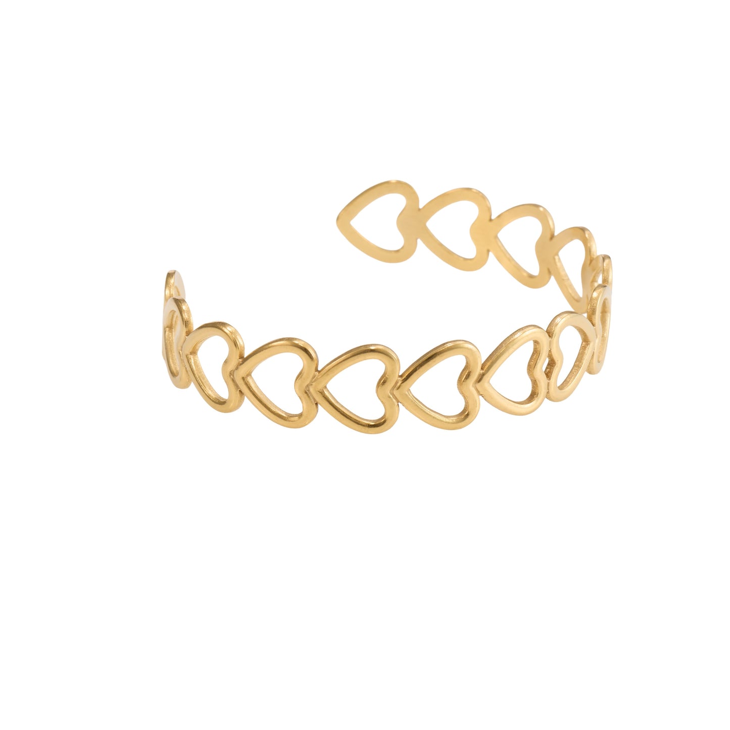 Gold-Plated Heart Link Chain Bracelet – worn on wrist, delicate heart link chain for daily wear