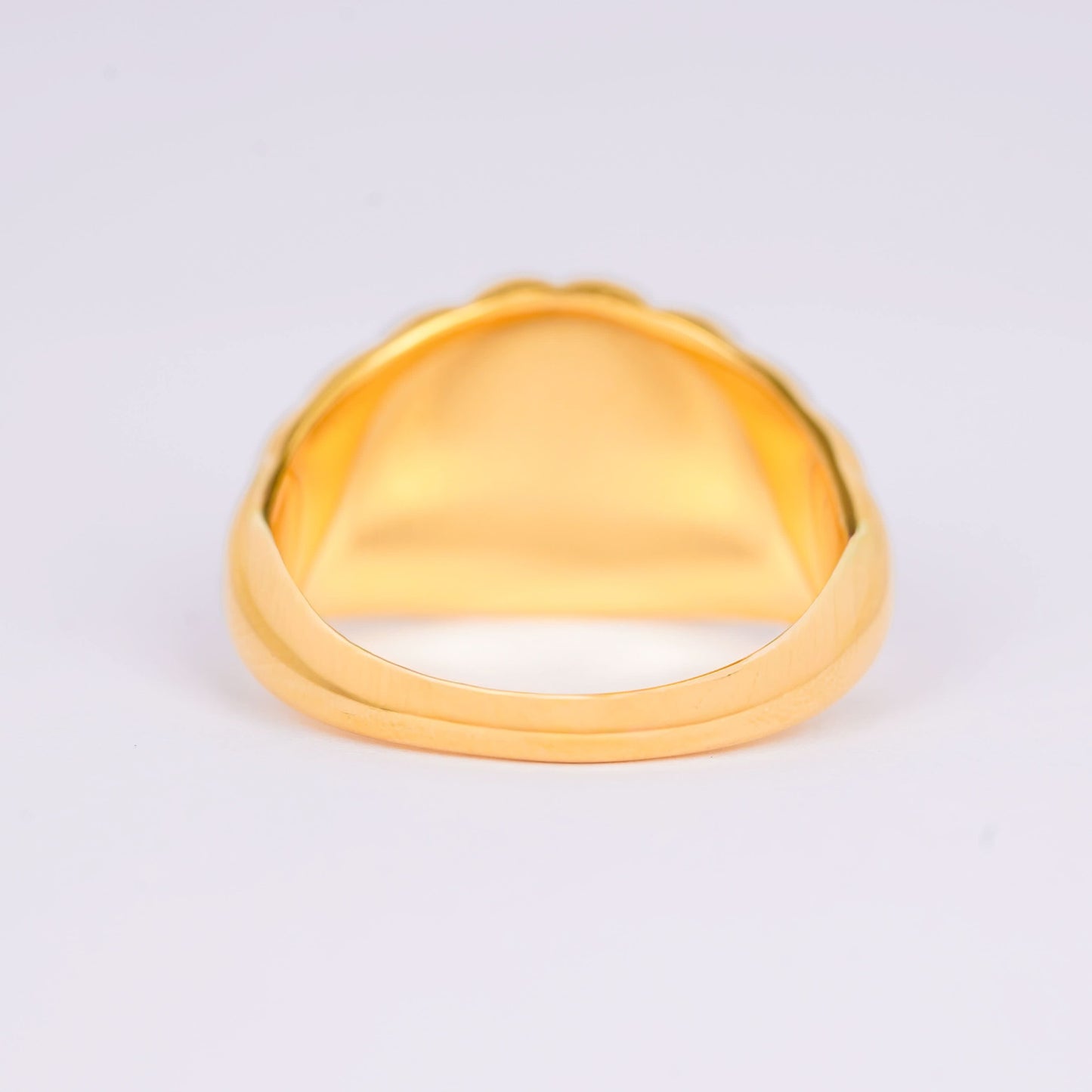 Gold Plated Ribbed Dome Statement Ring – chunky ribbed dome band ring in high-shine gold tone for women-3