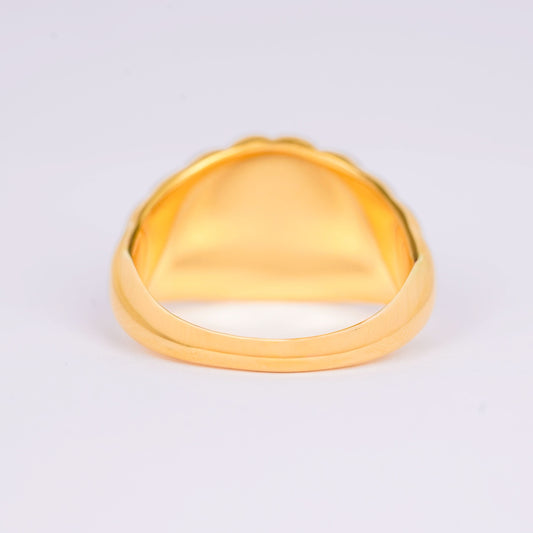 Gold Plated Ribbed Dome Statement Ring – chunky ribbed dome band ring in high-shine gold tone for women-3