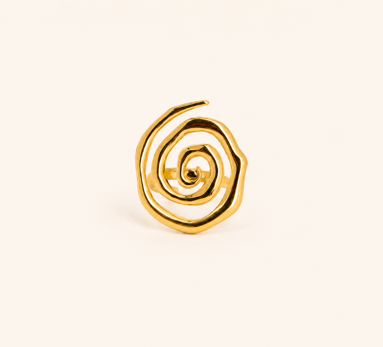 Gold Swirl Statement Ring – bold swirl motif gold plated statement ring for women