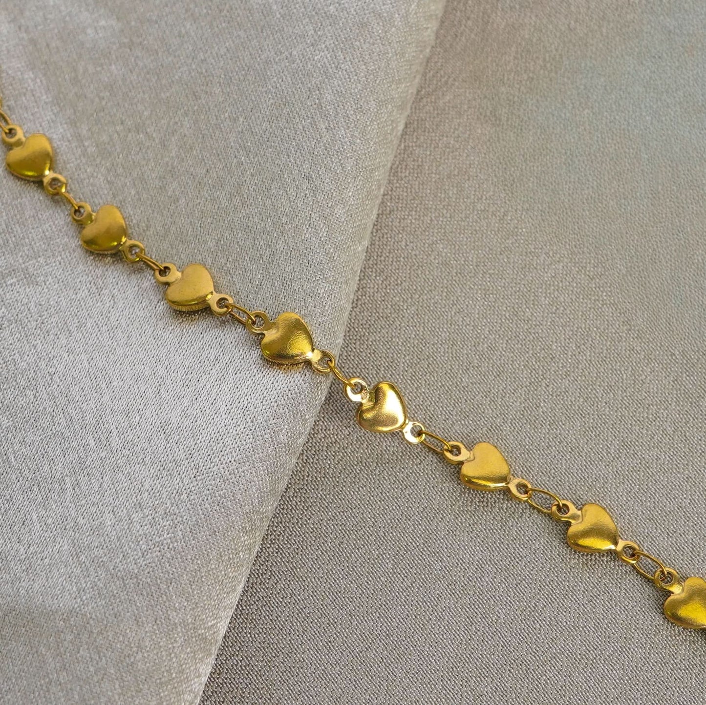 Gold-Toned Heart-Link Bracelet – lifestyle shot styled for everyday wear