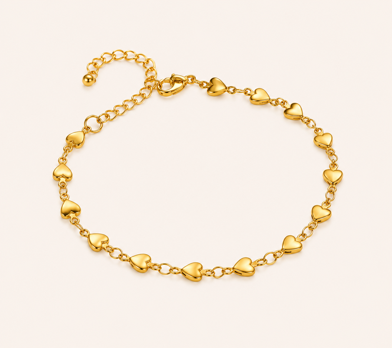 Gold-Toned Heart-Link Bracelet – warm gold-tone heart link bracelet for women