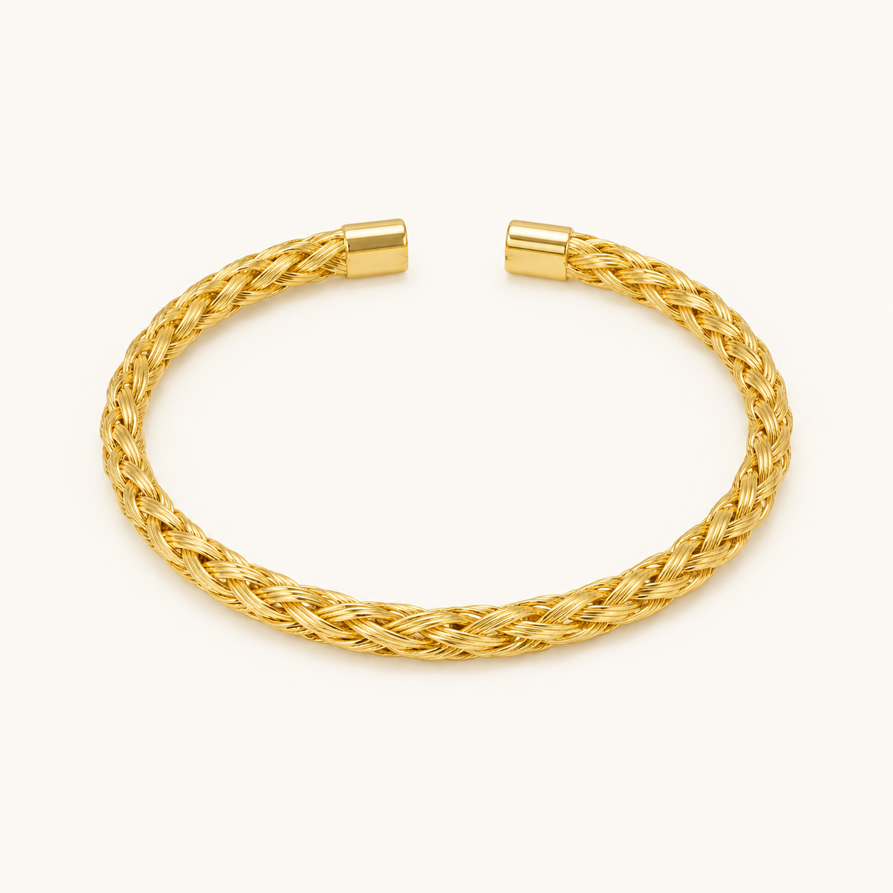 Gold Woven Cuff Bracelet – intricately woven texture open cuff bracelet in 18K gold plated finish for women