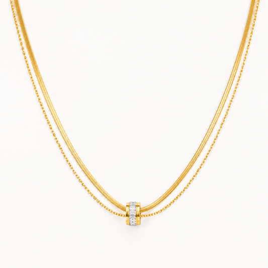 Golden Aura Double-Layer Necklace – pre-layered double-strand gold plated necklace for women