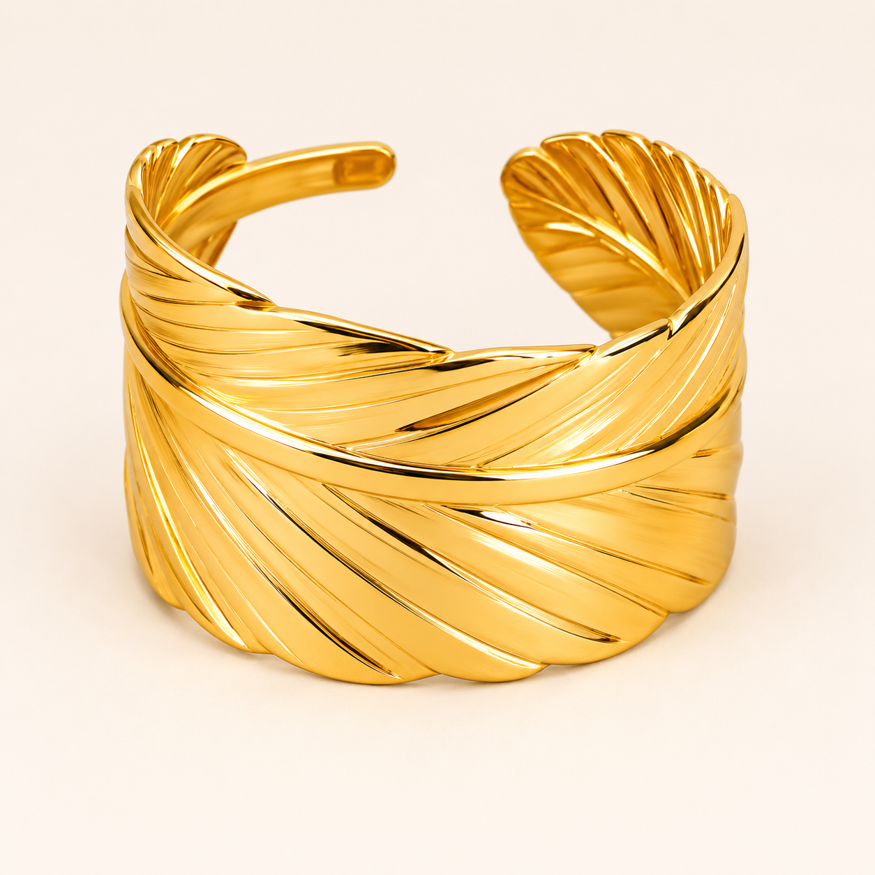 Golden Aura Feather Bracelet – feather motif charm bracelet in 18K golden aura plated finish for women