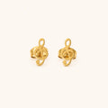 Golden Beaded Heart Stud Earrings