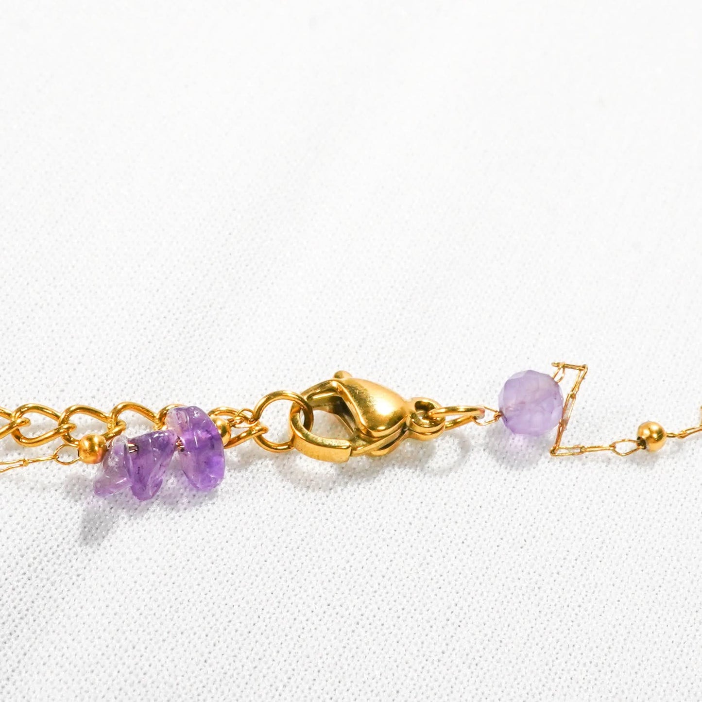 Golden Bloom Pastel Crystal Station Necklace – close-up of the pastel crystal spacing