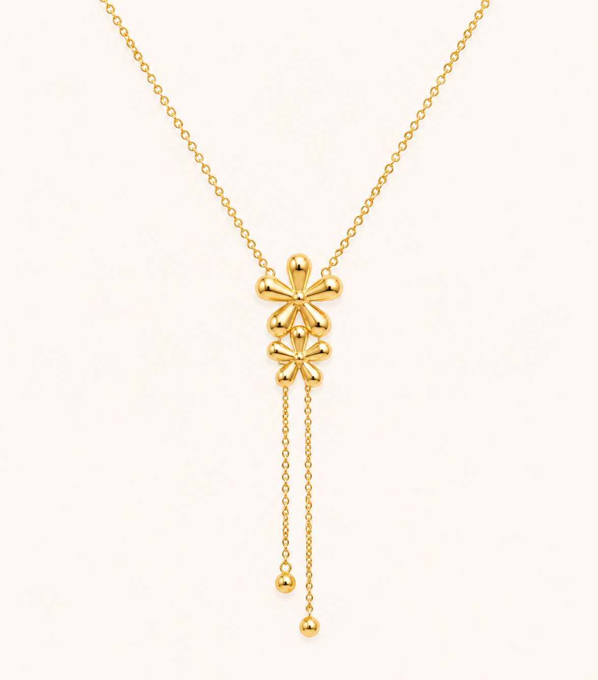 Golden Bloom Pendant Necklace – floral bloom flower pendant necklace in 18K gold plated finish for women