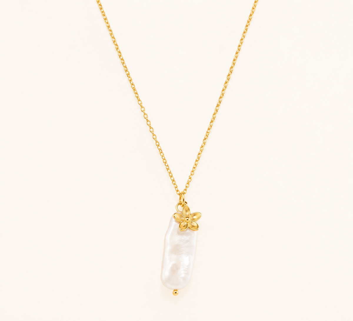 Golden Bloom Stack Necklace – bloom motif stackable gold plated necklace for layering