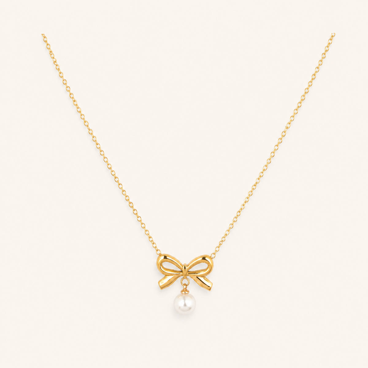 Golden Bow Streetwear Jewellery Set – street-style bow motif coordinated jewellery set in 18K gold plated finish