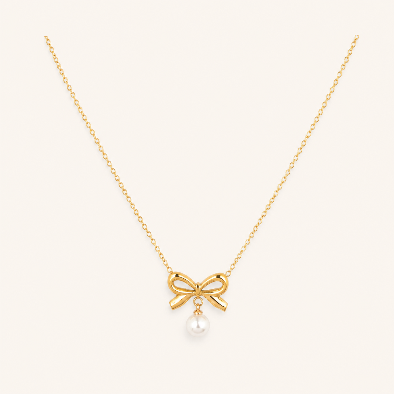 Golden Bow Streetwear Jewellery Set – street-style bow motif coordinated jewellery set in 18K gold plated finish