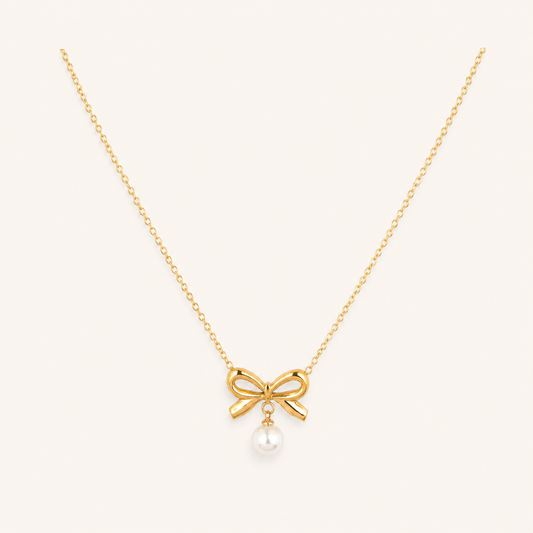 Golden Bow Streetwear Jewellery Set – street-style bow motif coordinated jewellery set in 18K gold plated finish