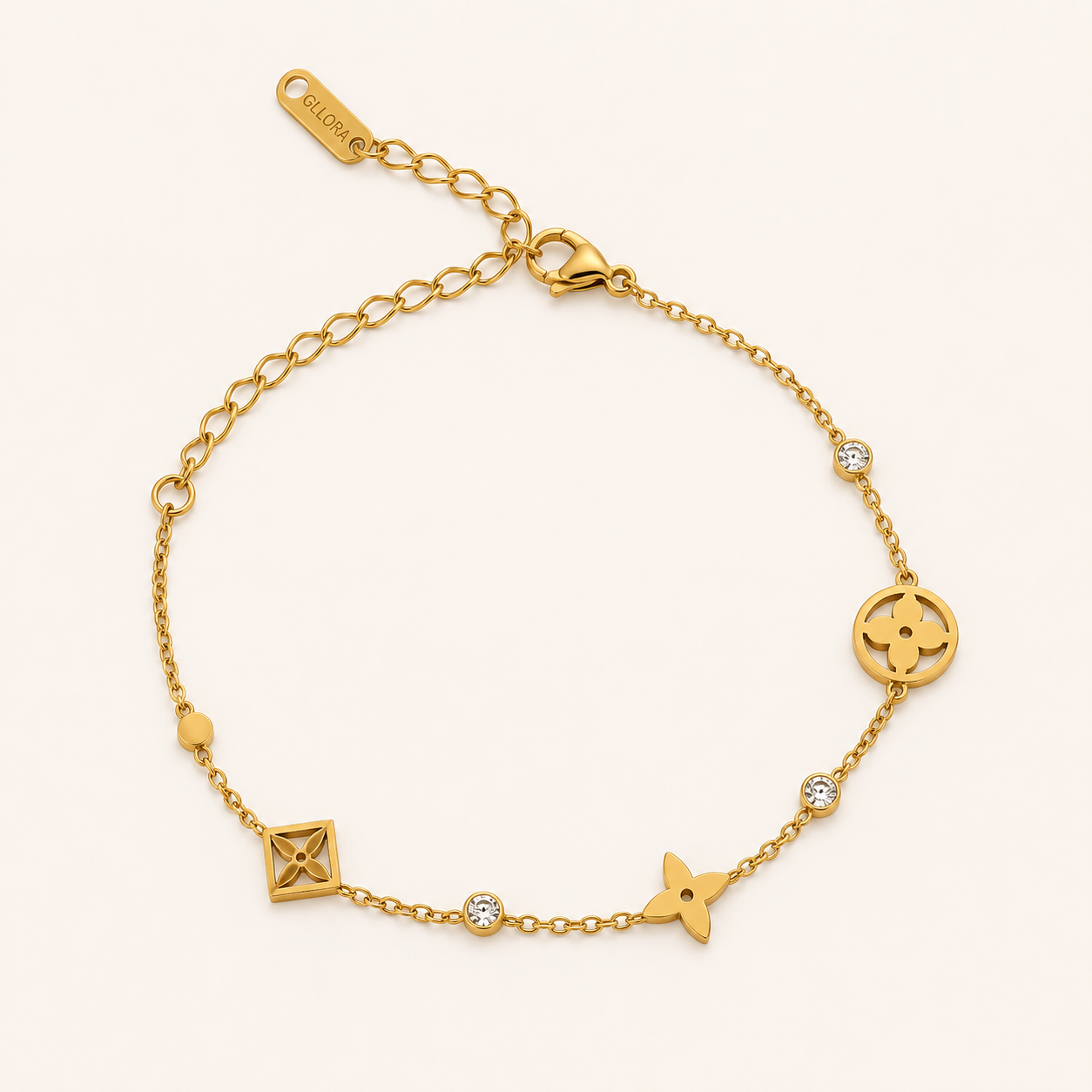 Golden Charm Symphony Bracelet – multi-charm gold plated bracelet for women