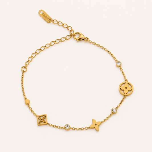 Golden Charm Symphony Bracelet – multi-charm gold plated bracelet for women