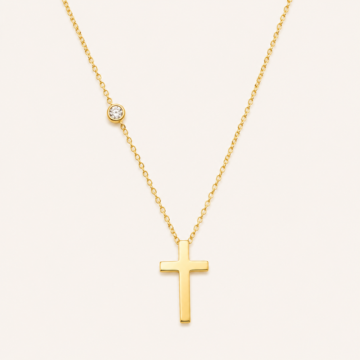 Golden Cross Elegance Necklace – elegant cross pendant necklace in 18K gold plated finish for women